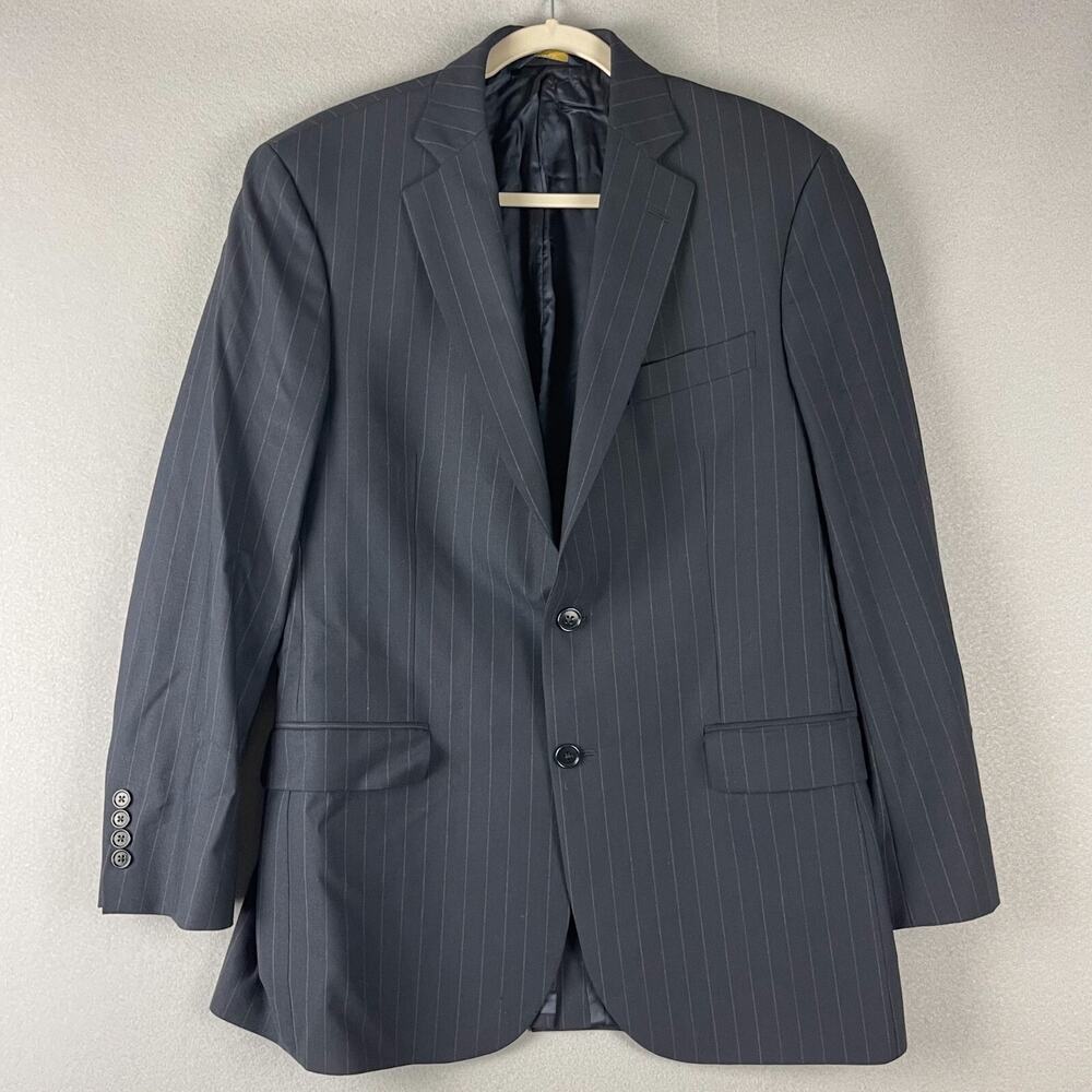 Brooks Brothers 346 Wool‎ Blazer Sport Coat Mens 40R Blue Striped Wool Stretch